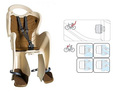 Превью  Велокресло детское BELLELLI Mr Fox Standart B-Fix Кремовый на подседельную трубу 22 кг